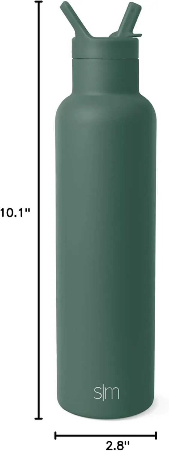 Simple Modern Water Bottle with Narrow Mouth Straw Lid Metal Thermos Vacuum Insulated Stainless Steel l Reusable Leak Proof BPA-Free Flask | Ascent Collection | 24oz, Forest