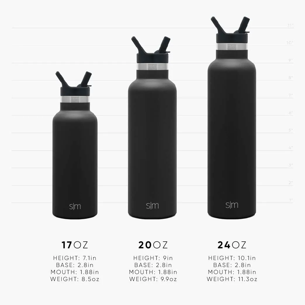 Simple Modern Water Bottle with Narrow Mouth Straw Lid Metal Thermos Vacuum Insulated Stainless Steel l Reusable Leak Proof BPA-Free Flask | Ascent Collection | 24oz, Forest