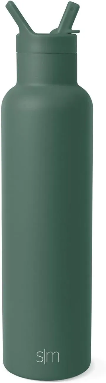 Simple Modern Water Bottle with Narrow Mouth Straw Lid Metal Thermos Vacuum Insulated Stainless Steel l Reusable Leak Proof BPA-Free Flask | Ascent Collection | 24oz, Forest