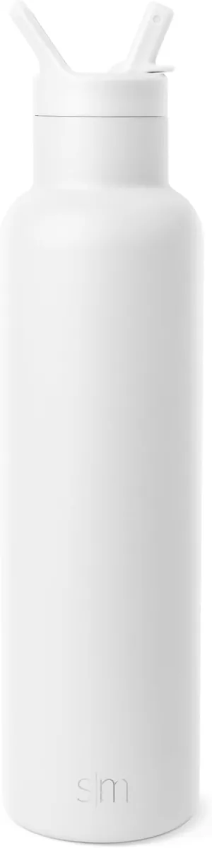 Simple Modern Water Bottle with Narrow Mouth Straw Lid Metal Thermos Vacuum Insulated Stainless Steel l Reusable Leak Proof BPA-Free Flask | Ascent Collection | 24oz, Winter White