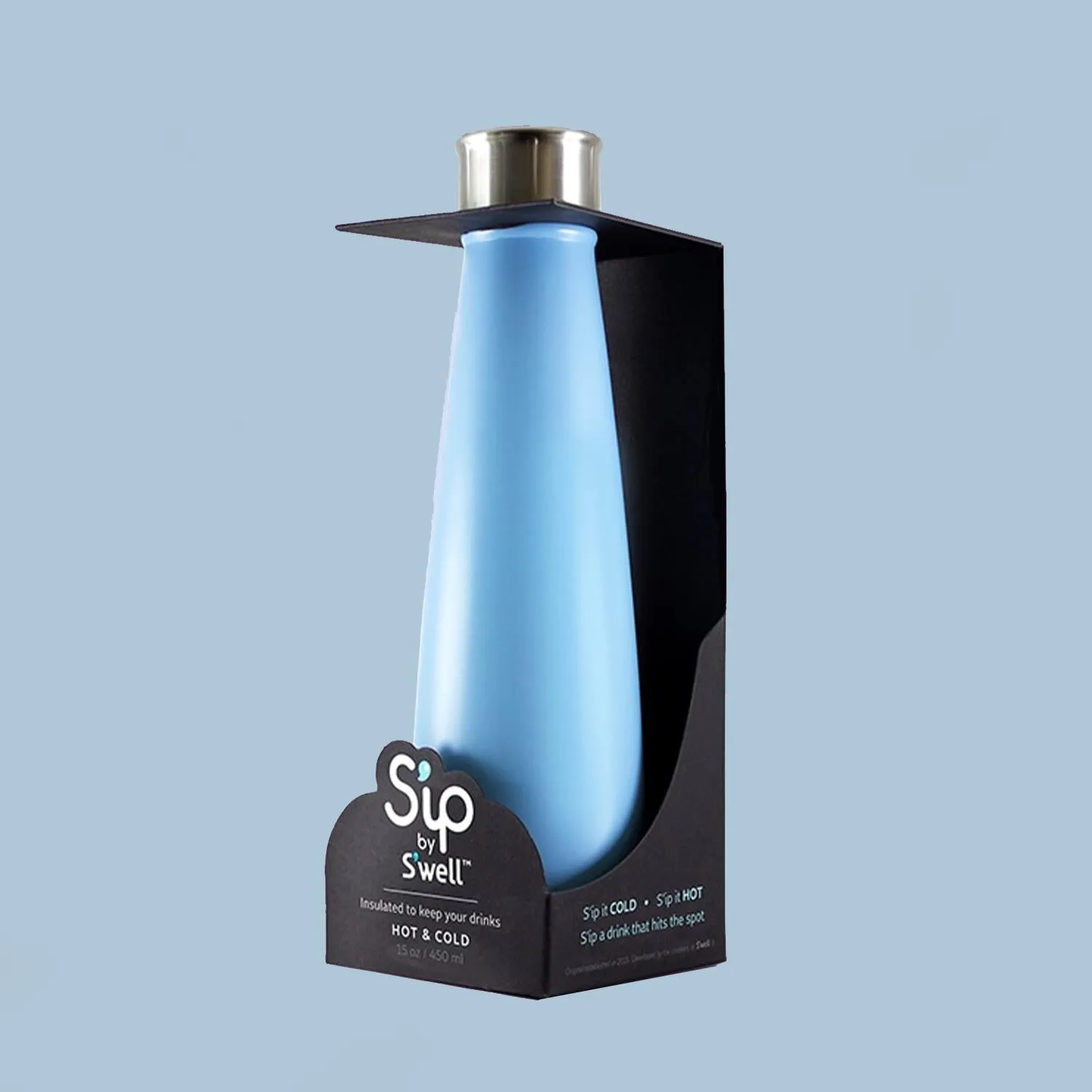 Sip by Swell Water Bottle Leakproof Stainless Steel Thermos Bottle, Blue - 450ml