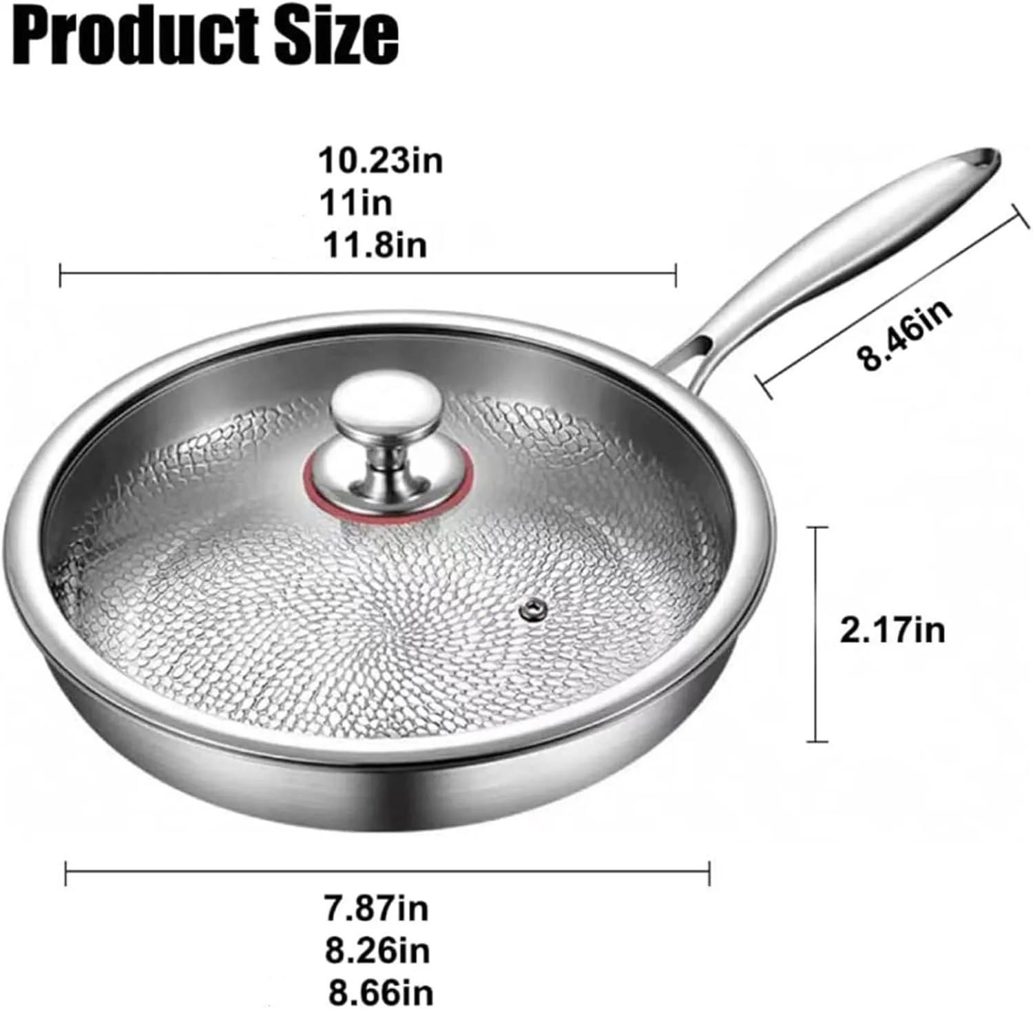 Siraatskitchen Titanium Pan, Titanium Hammered Pan Pro with Lid, 2025 Ultra-Durable Pure Nonstick Frying Pans for Cooking, Multifunctional Pots and Pans Set Non Stick (with lid, 11.1in)