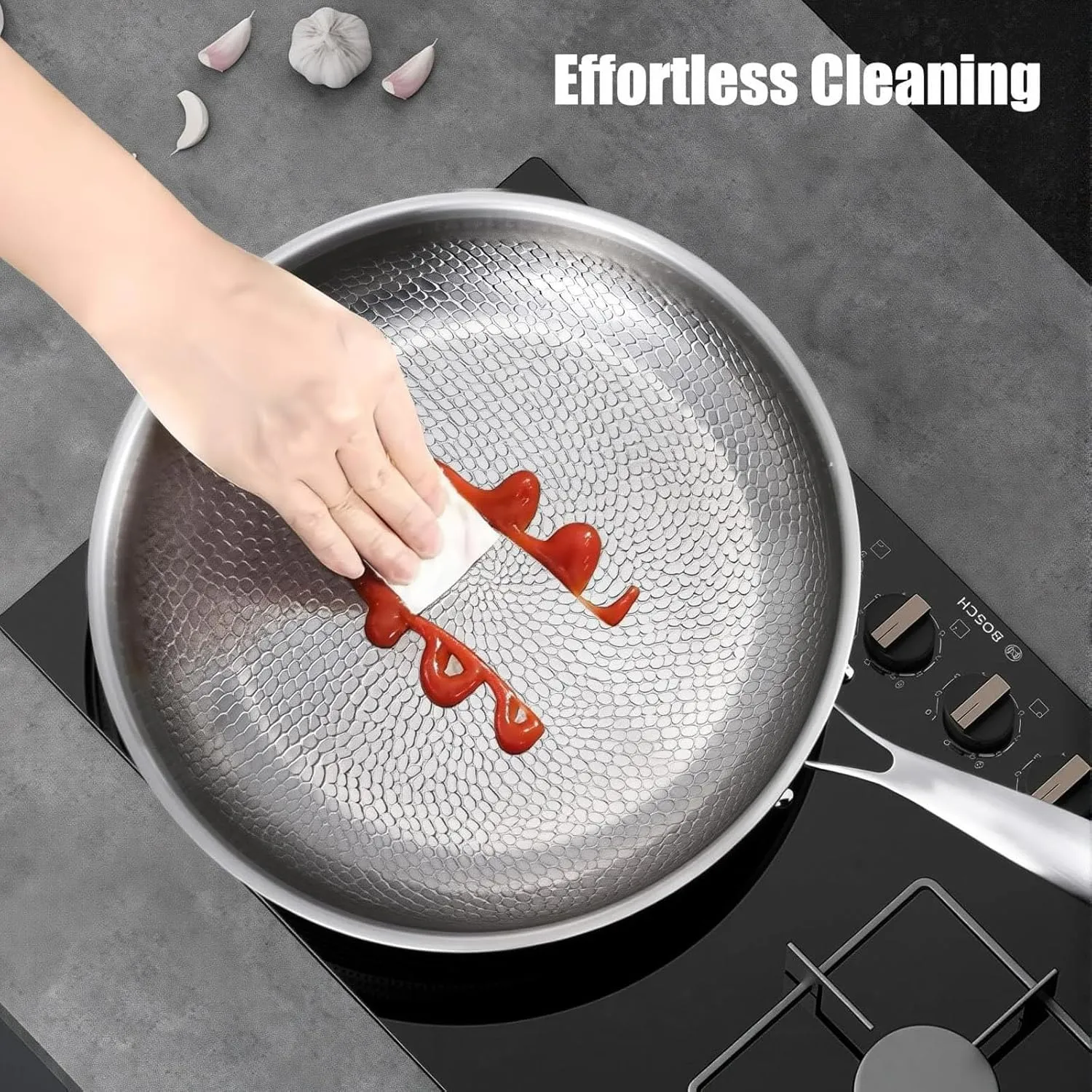 Siraatskitchen Titanium Pan, Titanium Hammered Pan Pro with Lid, 2025 Ultra-Durable Pure Nonstick Frying Pans for Cooking, Multifunctional Pots and Pans Set Non Stick (with lid, 11.1in)