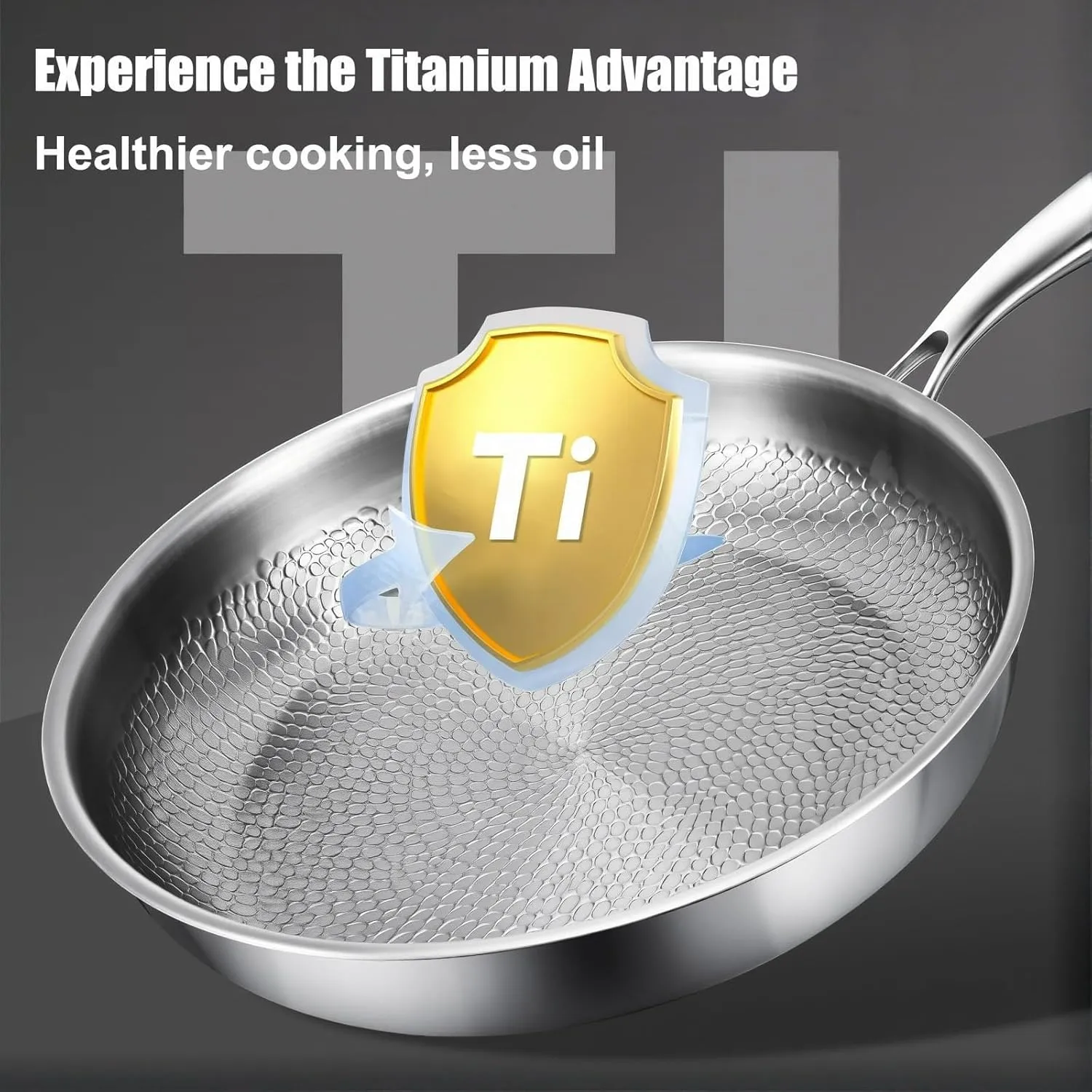 Siraatskitchen Titanium Pan, Titanium Hammered Pan Pro with Lid, 2025 Ultra-Durable Pure Nonstick Frying Pans for Cooking, Multifunctional Pots and Pans Set Non Stick (with lid, 11.1in)