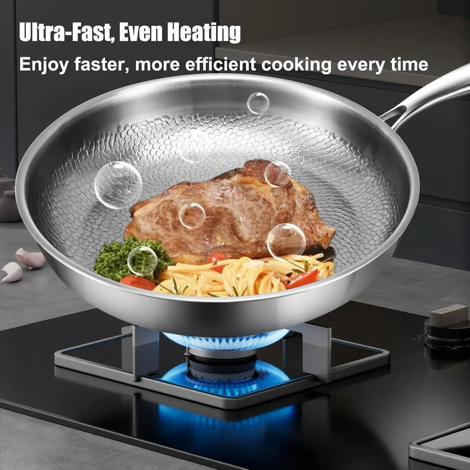 Siraatskitchen Titanium Pan, Titanium Hammered Pan Pro with Lid, 2025 Ultra-Durable Pure Nonstick Frying Pans for Cooking, Multifunctional Pots and Pans Set Non Stick (with lid, 11.1in)