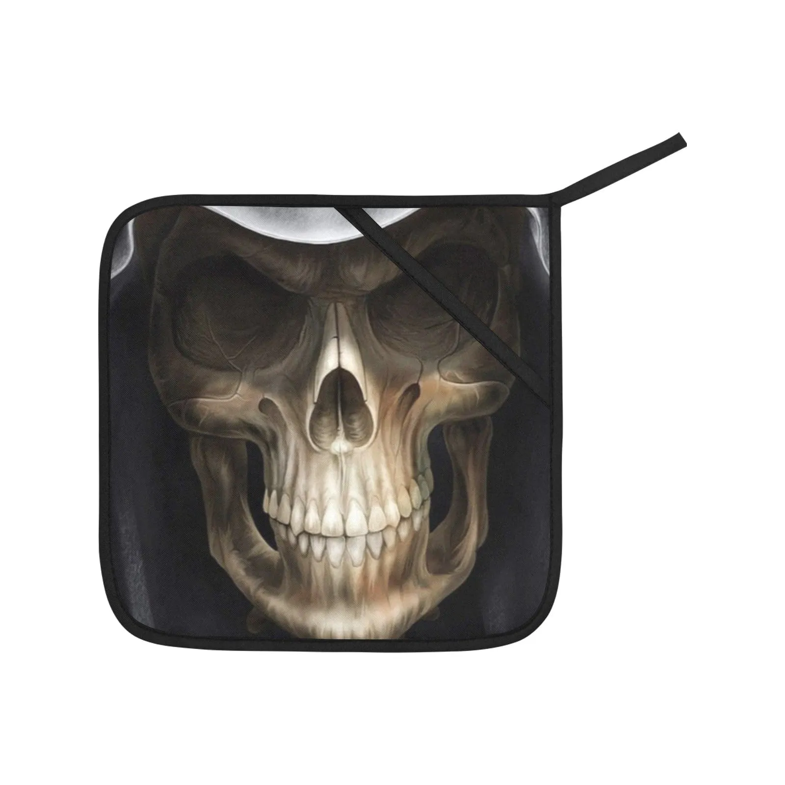 Skull Print 2 Piece Non-Slip Kitchen Oven Mitts and Heat Resistant Pot Handle
