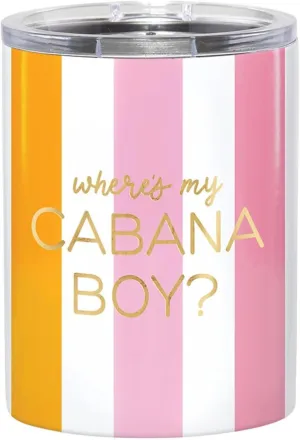 Slant Collections Gift Stainless Steel Insulated Whiskey Tumbler Double Old Fashion Cocktail Cup with Slider Lid, 12-Ounce, Cabana Boy