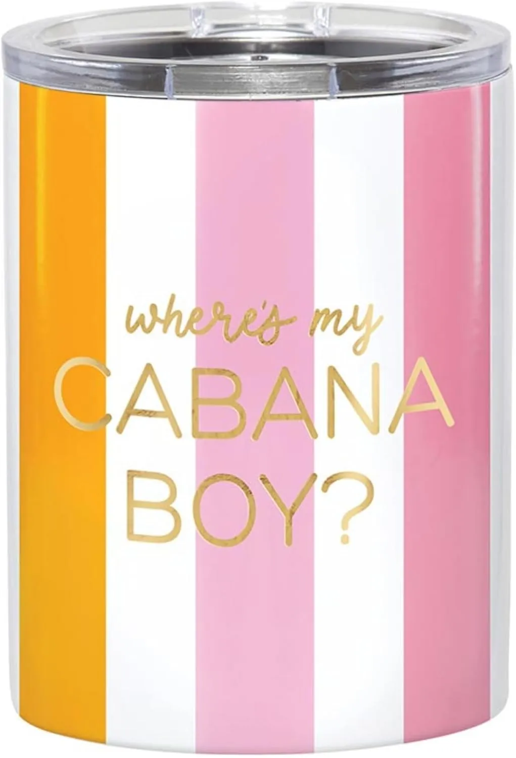 Slant Collections Gift Stainless Steel Insulated Whiskey Tumbler Double Old Fashion Cocktail Cup with Slider Lid, 12-Ounce, Cabana Boy