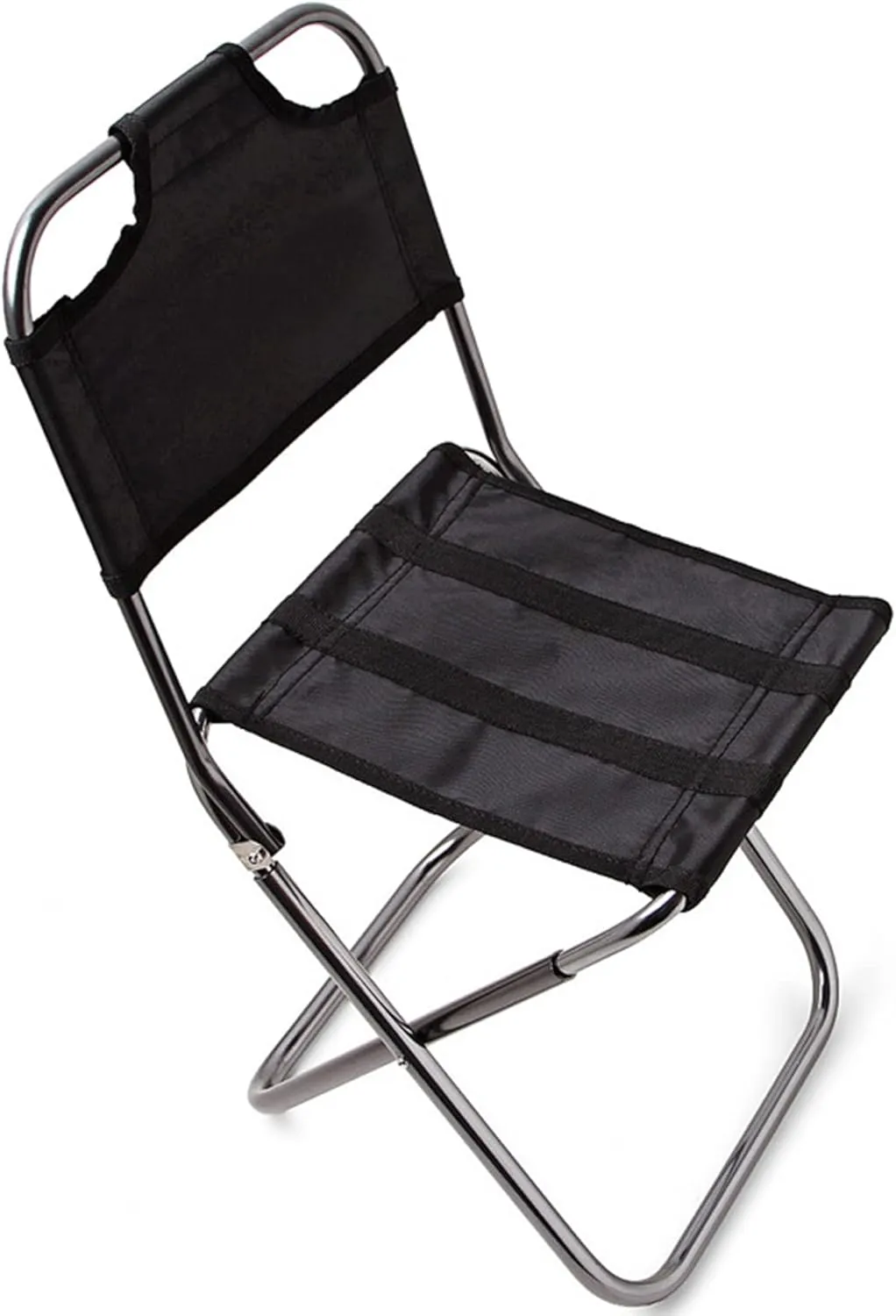 Small Portable Camping Chair, Outdoor Camping Backrest Folding Chair, Aluminum Alloy Back Camp Stools with Carry Bag for Fishing, Hiking, BBQ, Beach, Black