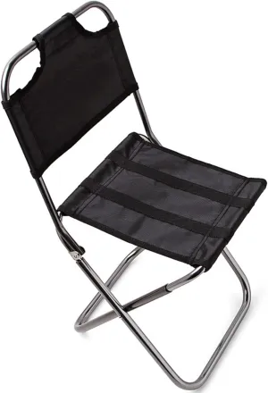 Small Portable Camping Chair, Outdoor Camping Backrest Folding Chair, Aluminum Alloy Back Camp Stools with Carry Bag for Fishing, Hiking, BBQ, Beach, Black