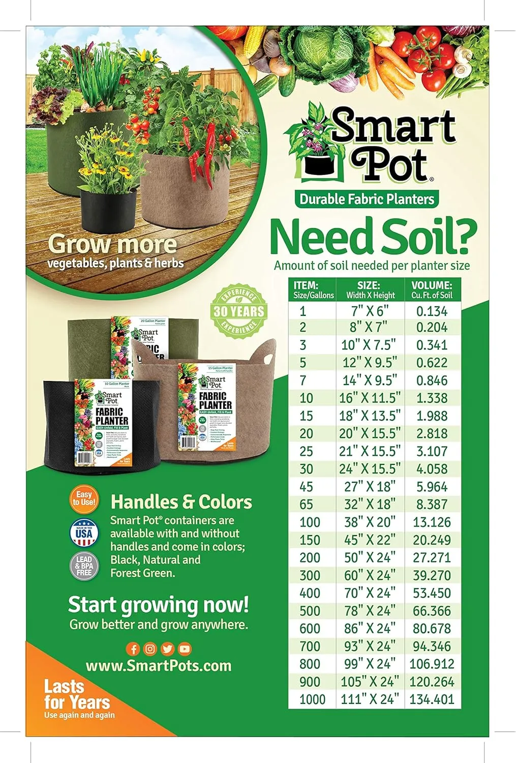 SMART POT 3 Gallon Soft-Sided Container, Forest Green