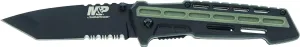 Smith & Wesson M&P AR Overmold 8.2in High Carbon S.S. Folding Knife with 3.5in Serrated Tanto Blade and Rubber Handle for Outdoor Survival and EDC