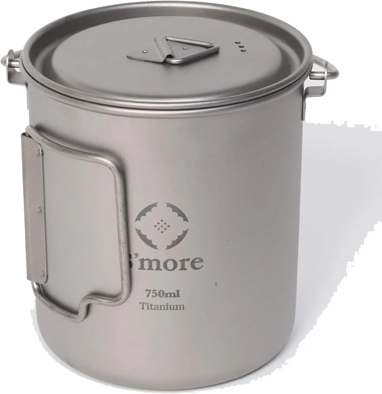 S'more Titanium Hanging Pot Titanium Mug, Camping, Barbecue Hanging Pot, Direct Fire, Single, Titanium Mug with Lid, Ultra Lightweight, Compact, Folding Handle, 25.4 fl oz (750 ml)