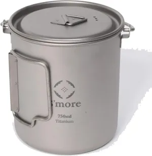 S'more Titanium Hanging Pot Titanium Mug, Camping, Barbecue Hanging Pot, Direct Fire, Single, Titanium Mug with Lid, Ultra Lightweight, Compact, Folding Handle, 25.4 fl oz (750 ml)