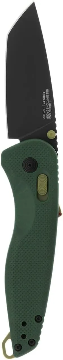 SOG Aegis at Tanto Outdoor Pocket Folding Opening Knife, Ambidextrous at-XR Lock with Ergonomic Handle, Heat-Treated D2 Steel Blade, Built-in Blade Locking Safety and Spine-Mounted Safety System