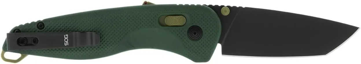 SOG Aegis at Tanto Outdoor Pocket Folding Opening Knife, Ambidextrous at-XR Lock with Ergonomic Handle, Heat-Treated D2 Steel Blade, Built-in Blade Locking Safety and Spine-Mounted Safety System
