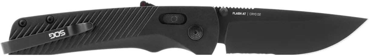 SOG Flash AT Daily Carry Ambidextrous Partially Serrated Pocket Folding Knives Ergonomic Handle D2 Steel Blade
