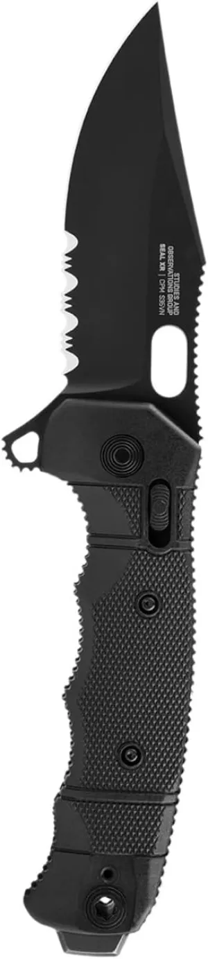 SOG SEAL XR Partially Serrated Hard-Use Ambidextrous Pocket Tactical Folding Knife XR Lock CPM-S35VN Steel