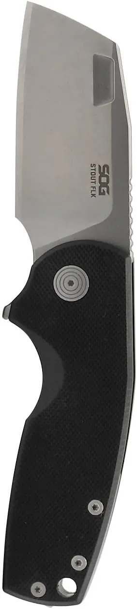 SOG Stout FLK Cleaver Daily Carry Folding Knives | G10 & Steel Handle | CRYO D2 Steel Blade | Short-Blade Frame Lock Folder