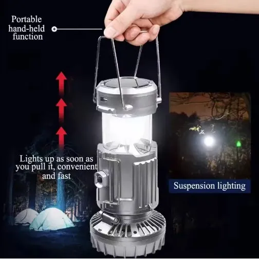 Solar Camping Lantern Bluetooth Speaker with Fan Emergency Charger