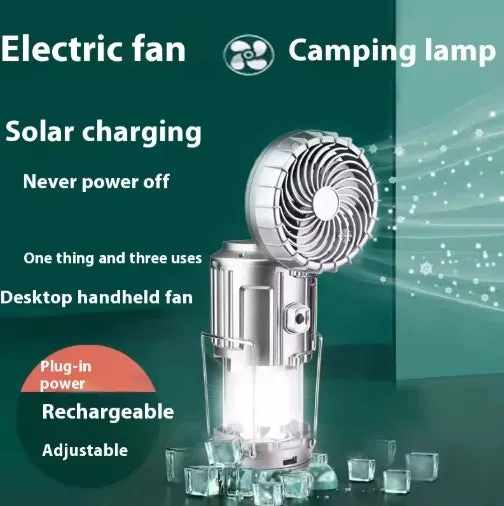 Solar Camping Lantern Bluetooth Speaker with Fan Emergency Charger