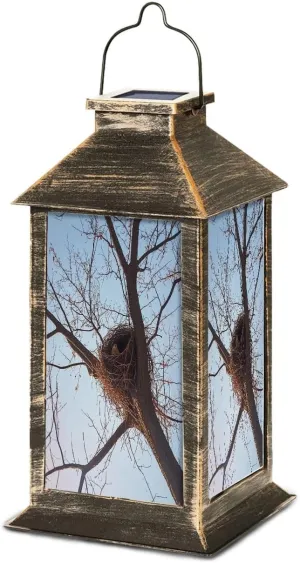 Solar Lantern Squirrel nest Winter Outdoor Waterproof Garden Hanging Lantern Solar Powered Lighting Outside Table Lamp for Patio Deck Camping 1 Pack