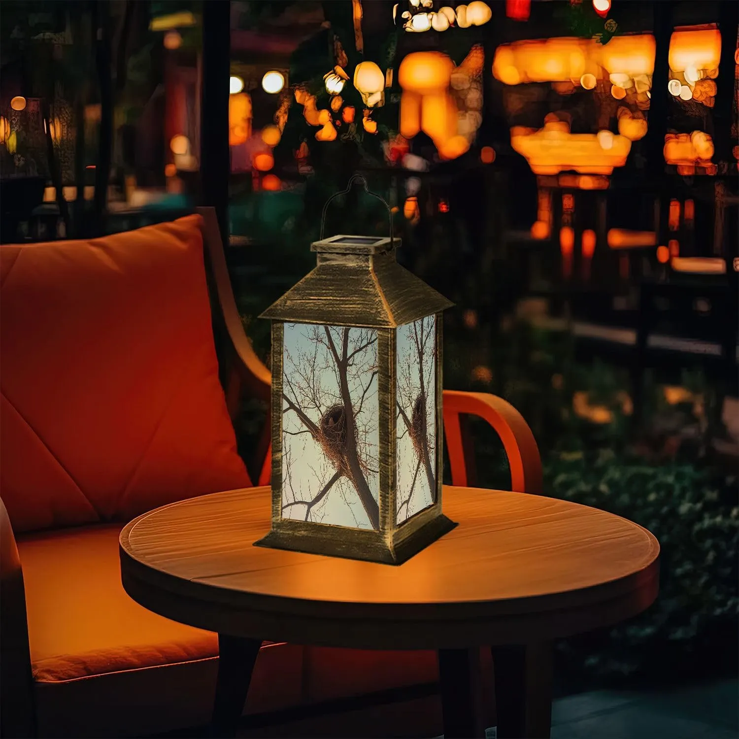 Solar Lantern Squirrel nest Winter Outdoor Waterproof Garden Hanging Lantern Solar Powered Lighting Outside Table Lamp for Patio Deck Camping 1 Pack