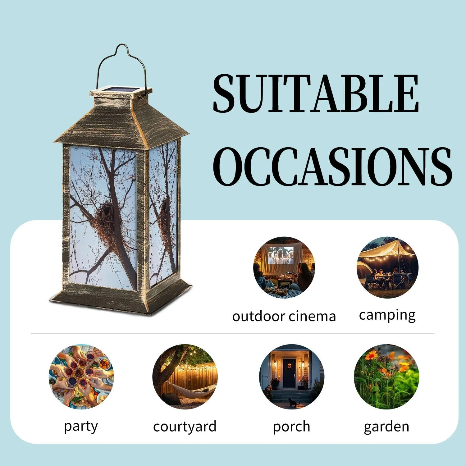 Solar Lantern Squirrel nest Winter Outdoor Waterproof Garden Hanging Lantern Solar Powered Lighting Outside Table Lamp for Patio Deck Camping 1 Pack
