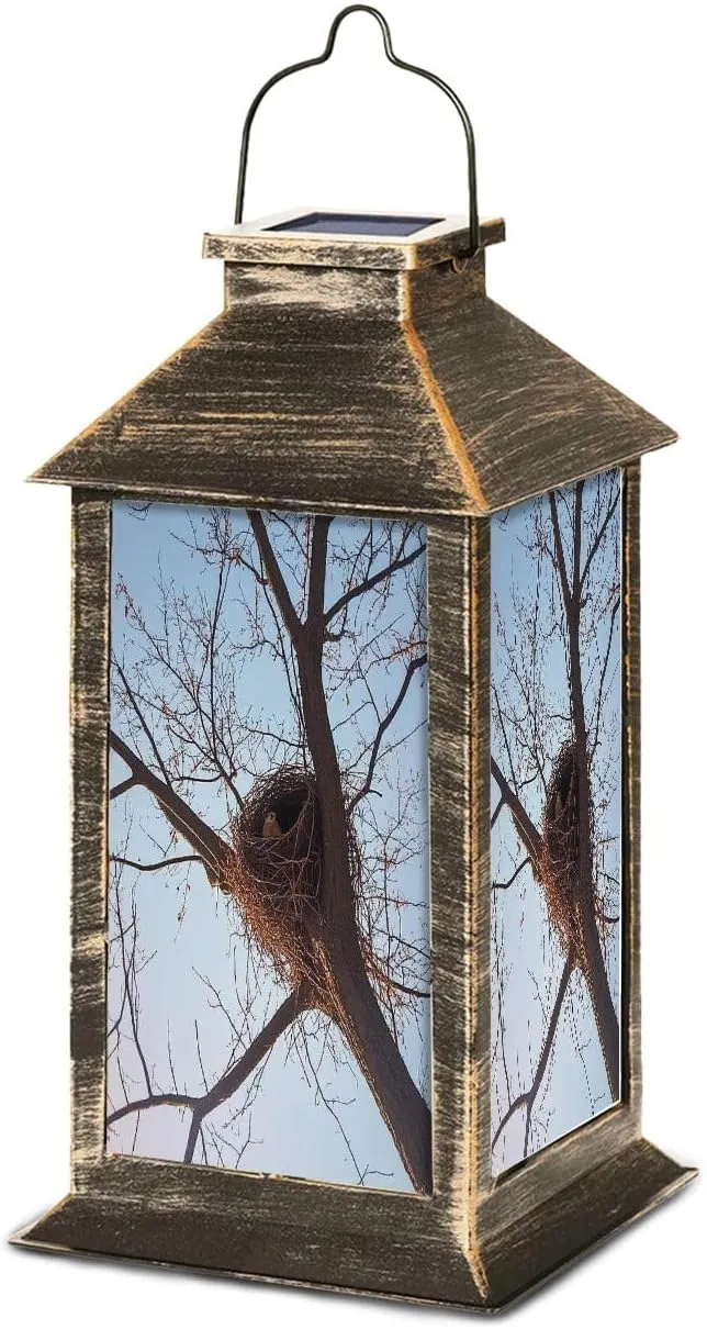 Solar Lantern Squirrel nest Winter Outdoor Waterproof Garden Hanging Lantern Solar Powered Lighting Outside Table Lamp for Patio Deck Camping 1 Pack