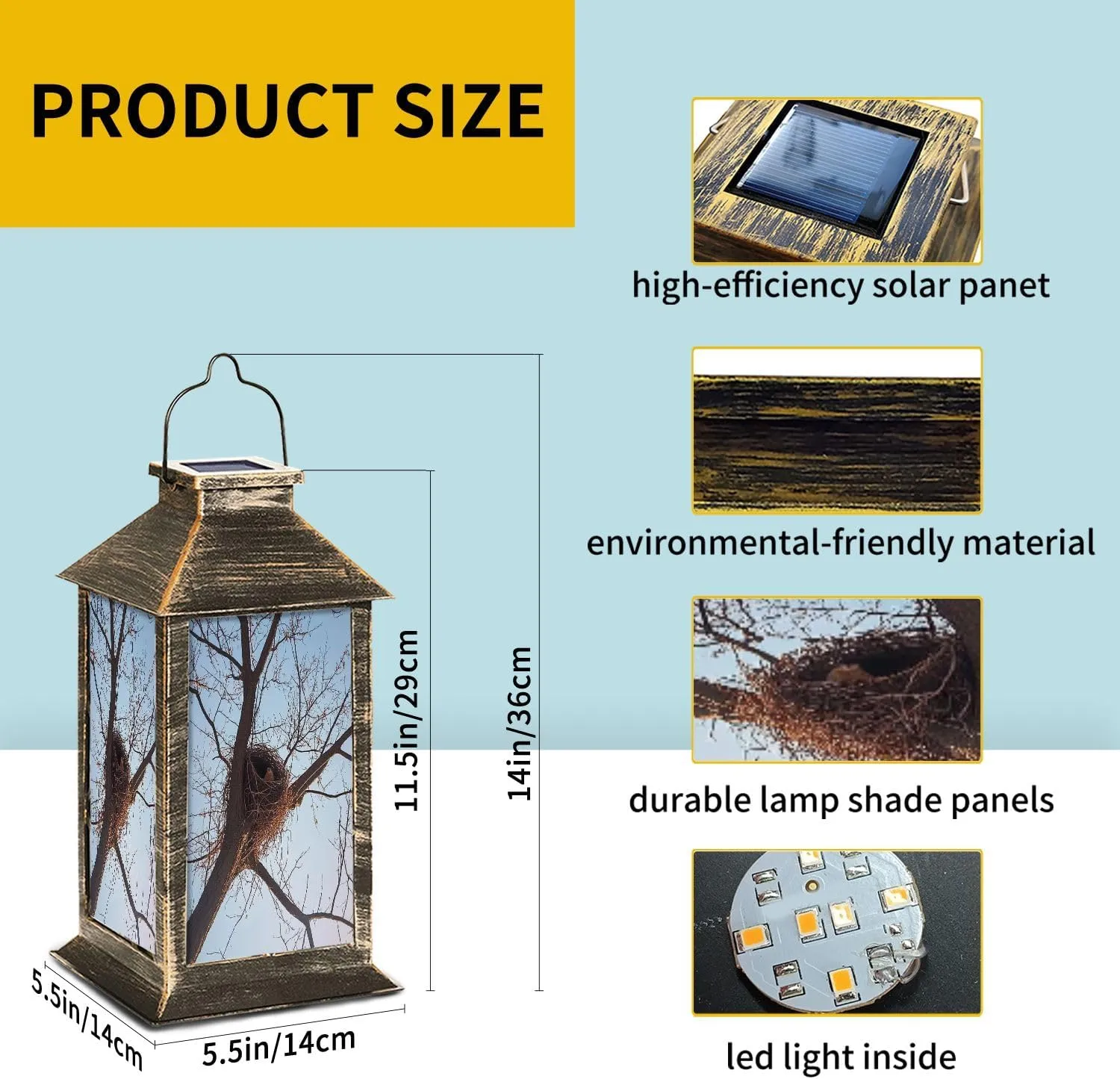 Solar Lantern Squirrel nest Winter Outdoor Waterproof Garden Hanging Lantern Solar Powered Lighting Outside Table Lamp for Patio Deck Camping 1 Pack