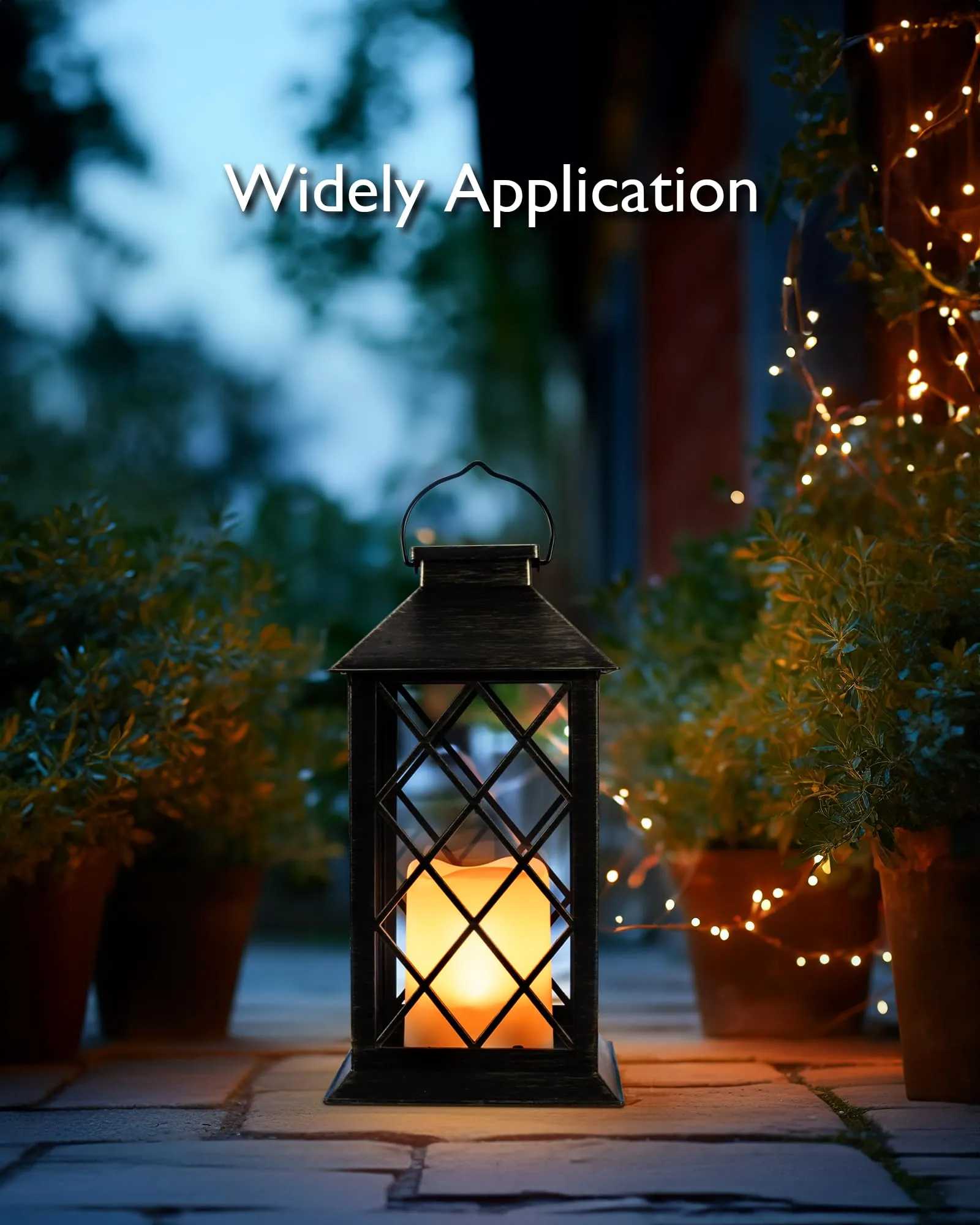 Solar Lanterns Outdoor Waterproof Hanging with Flickering Flameless Candles, 2 Pack Garden Outdoor Lantern Decorative for Patio Front Porch Backyard Balcony Cabin Outside (Bronze)