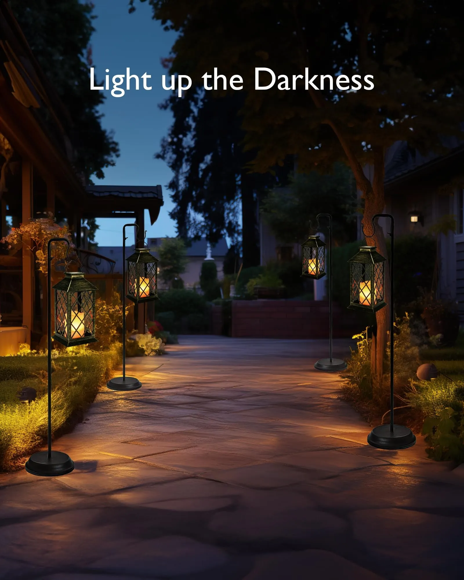 Solar Lanterns Outdoor Waterproof Hanging with Flickering Flameless Candles, 2 Pack Garden Outdoor Lantern Decorative for Patio Front Porch Backyard Balcony Cabin Outside (Bronze)