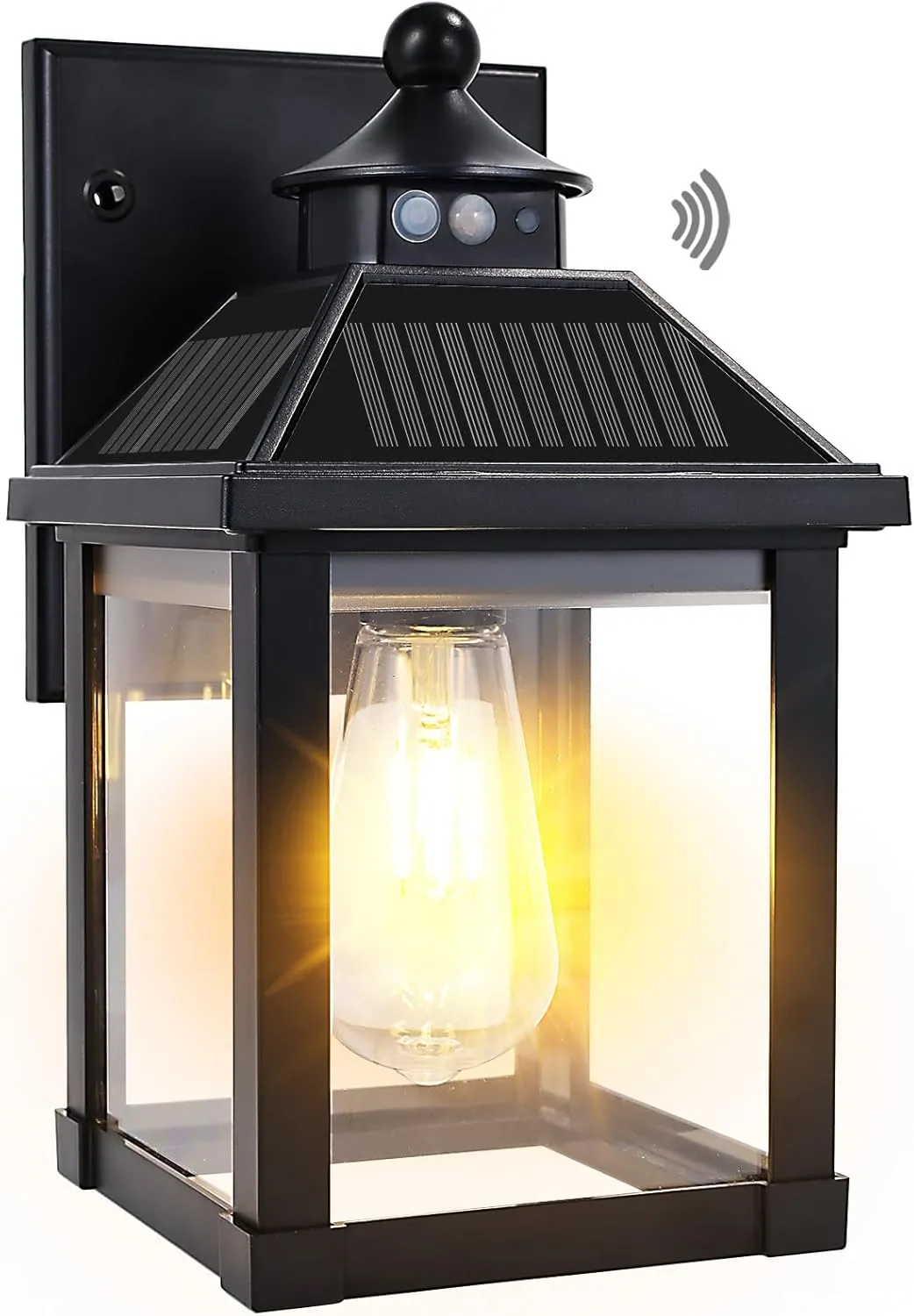 Solar Wall Lights Outdoor: Solar Porch Sconce Light with 3 Lighting Modes & Motion Sensor - Dusk to Dawn Waterproof Lantern Fixture, for Front Door Garage Porch Yard Fence