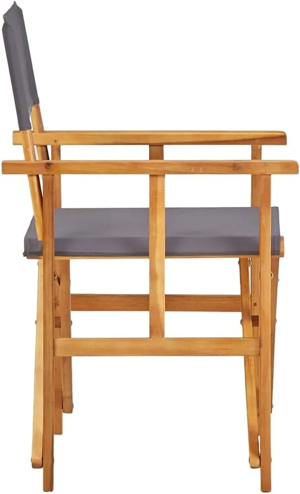 Solid Acacia Wood Director's Chairs Set of 2 Foldable Outdoor Lounge Chairs with Fabric Seat & Backrest, Brown Dark Gray for Camping Beach Patio Lawn