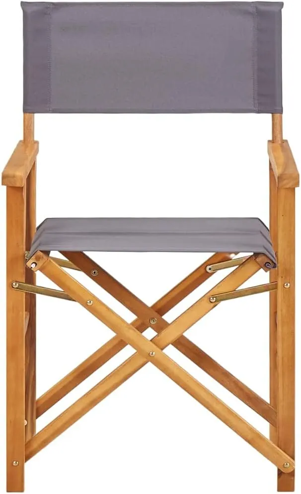 Solid Acacia Wood Director's Chairs Set of 2 Foldable Outdoor Lounge Chairs with Fabric Seat & Backrest, Brown Dark Gray for Camping Beach Patio Lawn