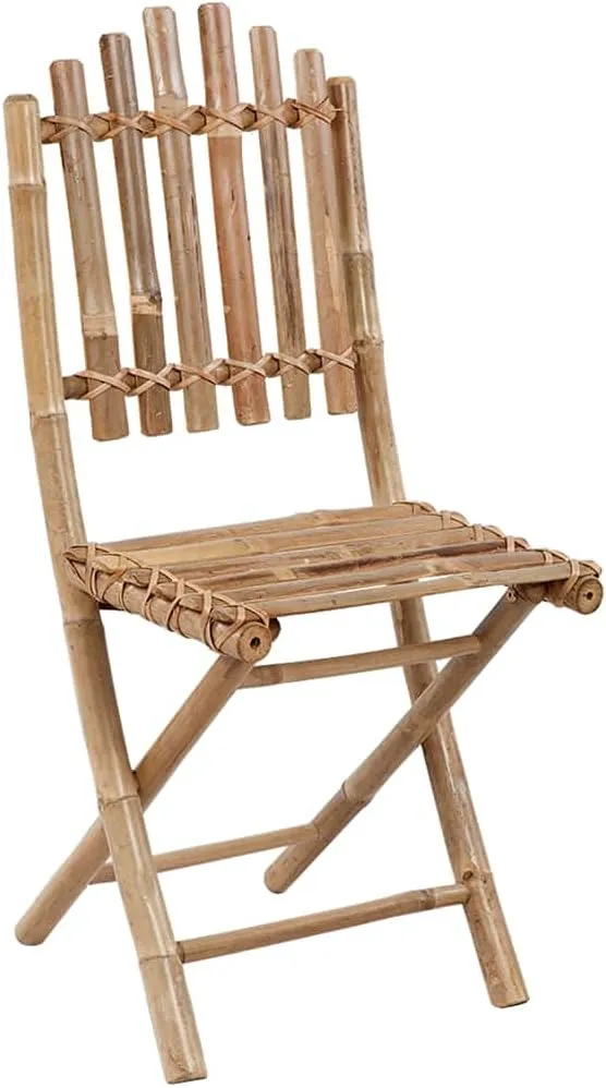 Solid Bamboo Folding Patio Chairs 2 Pack with Black Cushions Outdoor Furniture Foldable for Garden Patio Dining Beach and Camping Comfortable Lounge Seating
