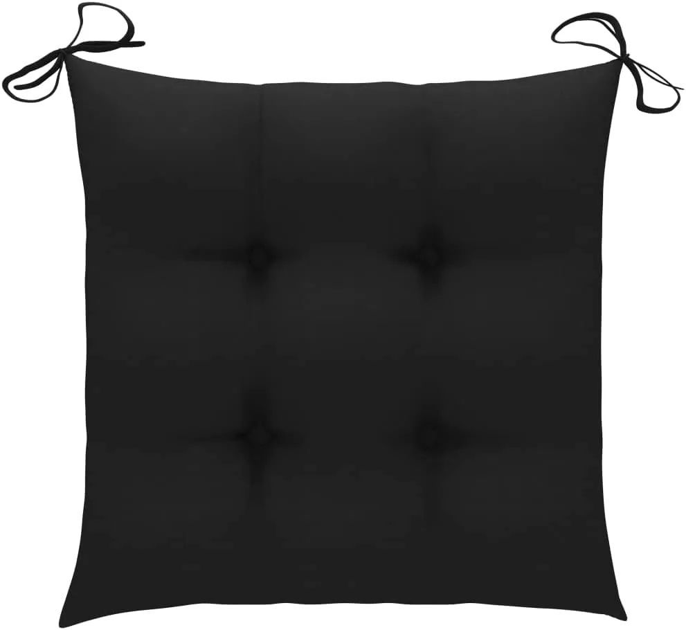 Solid Bamboo Folding Patio Chairs 2 Pack with Black Cushions Outdoor Furniture Foldable for Garden Patio Dining Beach and Camping Comfortable Lounge Seating