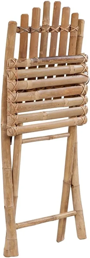 Solid Bamboo Folding Patio Chairs 2 Pack with Black Cushions Outdoor Furniture Foldable for Garden Patio Dining Beach and Camping Comfortable Lounge Seating