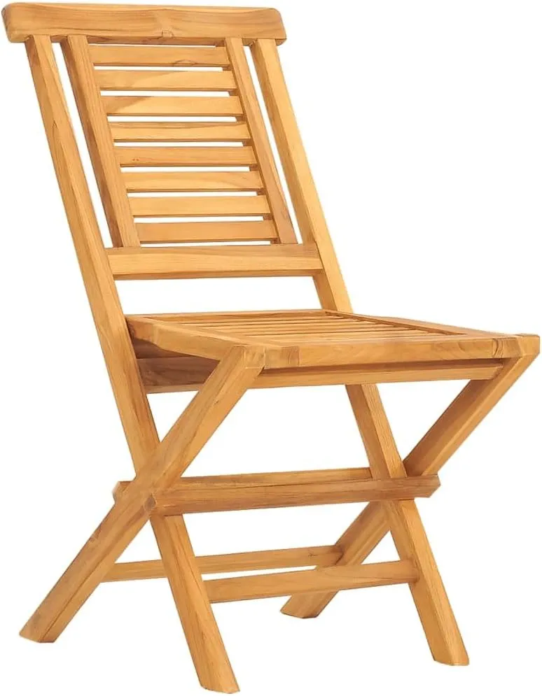 Solid Teak Wood Folding Patio Chairs 2-Pack 18.5"x24.8"x35.4" Outdoor Furniture for Poolside Camping Beach Lounge Comfortable Foldable Seating