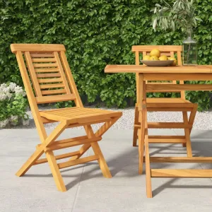 Solid Teak Wood Folding Patio Chairs 2-Pack 18.5"x24.8"x35.4" Outdoor Furniture for Poolside Camping Beach Lounge Comfortable Foldable Seating
