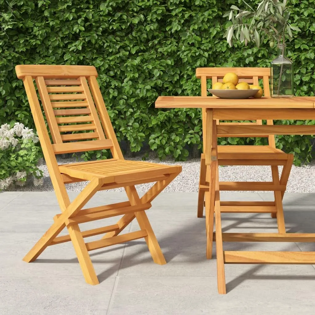 Solid Teak Wood Folding Patio Chairs 2-Pack 18.5"x24.8"x35.4" Outdoor Furniture for Poolside Camping Beach Lounge Comfortable Foldable Seating
