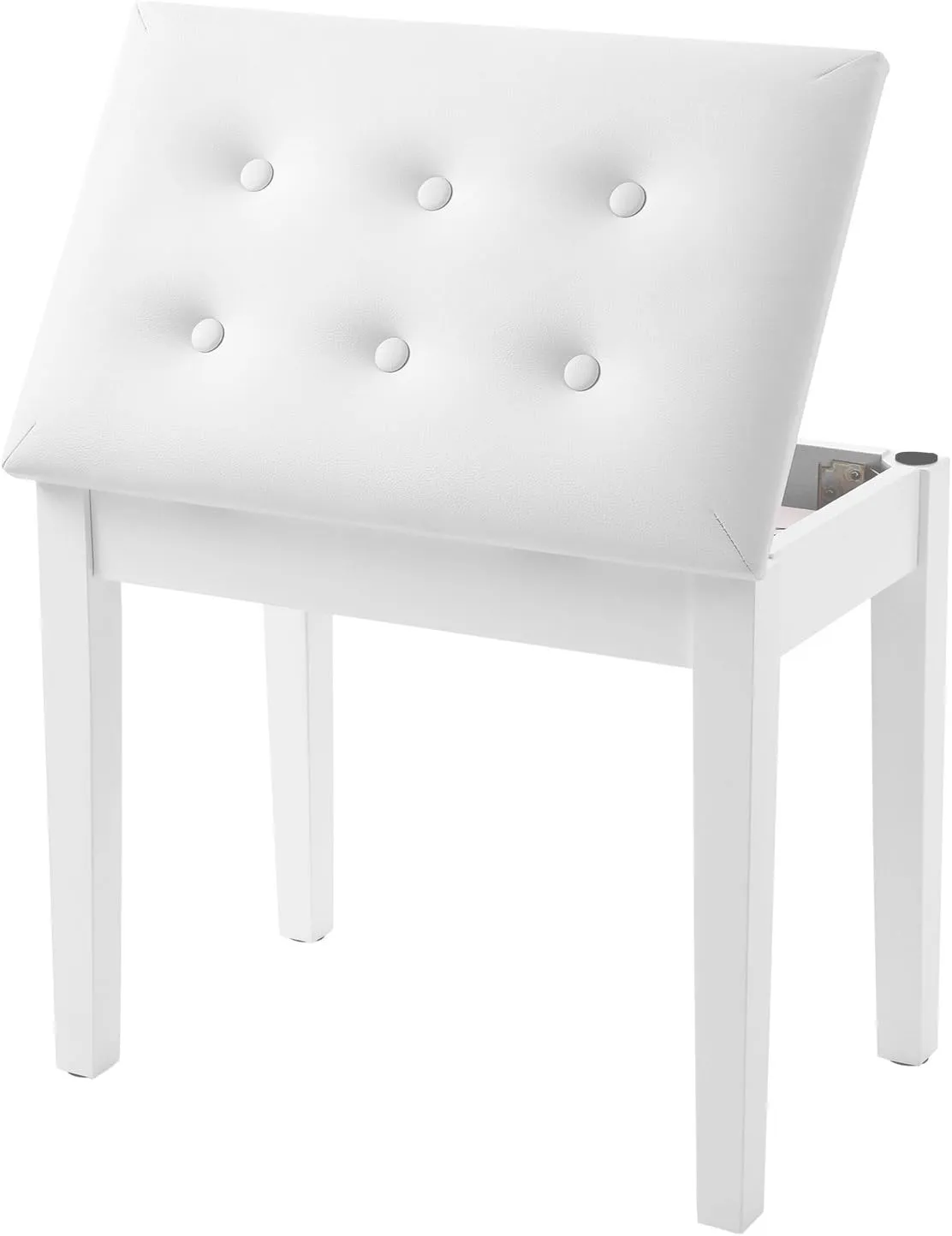 SONGMICS Piano Bench with Padded Cushion and Storage Compartment for Music Books, Vanity Stool, Tufted Wooden Piano Seat, 13.8 x 21.7 x 19.3 Inches, White ULPB55WT