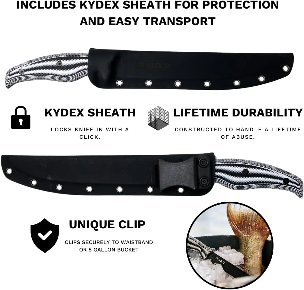 SORD 5-9' Fillet Knife - Fishing & Meat Cutting with Sheath - Razor Sharp Carbon Steel Filet Knife for Cleaning Fish and Skinning - Full Tang G10 Handle | Corrosion Resistant
