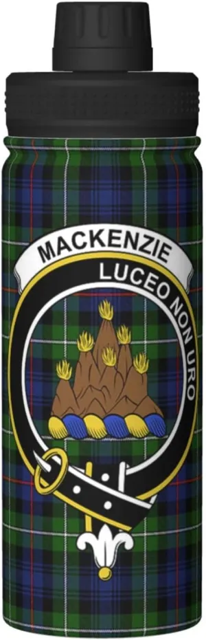 Sports Water Bottle Vacuum Insulated, Mackenzie Tartan Clan Badge Stainless Steel Double wall for Gym Travel 18 Oz