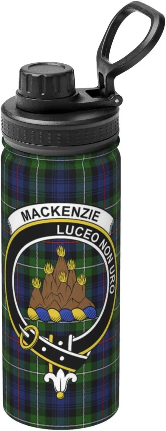 Sports Water Bottle Vacuum Insulated, Mackenzie Tartan Clan Badge Stainless Steel Double wall for Gym Travel 18 Oz