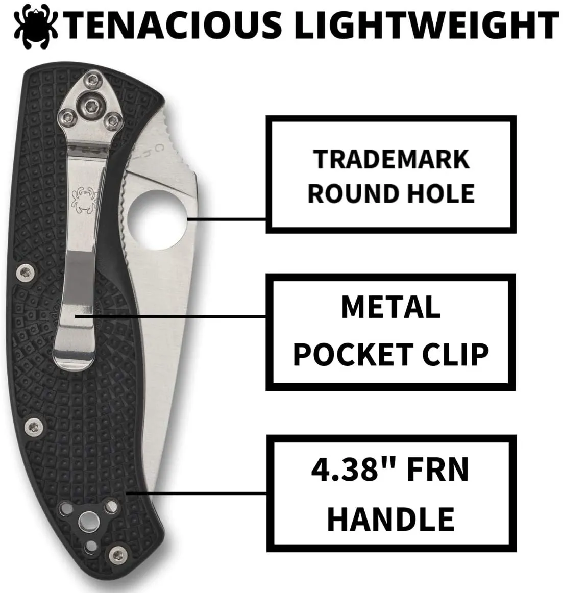 Spyderco C122SBK Tenacious Lightweight Satin Serrated Folding Knife
