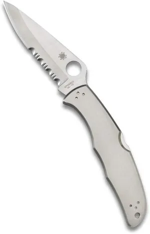 Spyderco Endura 4 Signature Folder Utility Knife with 3.85" VG-10 Steel Blade and Stainless Steel Handle - CombinationEdge - C10PS