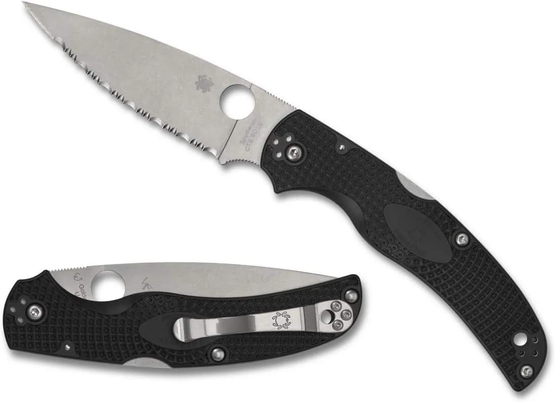 Spyderco Knives Native Chief Lightweight C244SBK Serrated CTS-BD1N Black Pocket Knife
