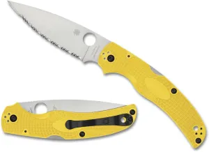Spyderco Knives Native Chief Salt Lightweight Yellow C244SYL Serrated MagnaCut Stainless Pocket Knife