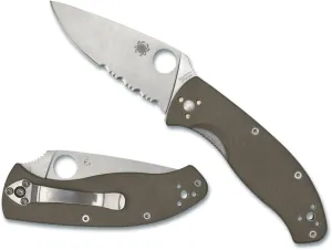 Spyderco Knives Tenacious C122GBNM4PS Serrated CPM-M4 and Brown G-10 Pocket Knife